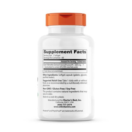 Doctor's Best Saw Palmetto with Prosterol, Standardized Extract 320mg, 60 Softgels