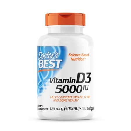 Doctor's Best Vitamin D3 125 mcg (5,000 IU), 180 Softgels