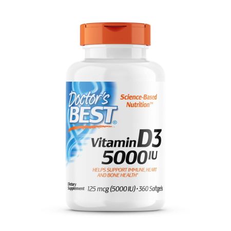 Doctor's Best Vitamin D3 125mcg (5,000 IU), 360 Softgels