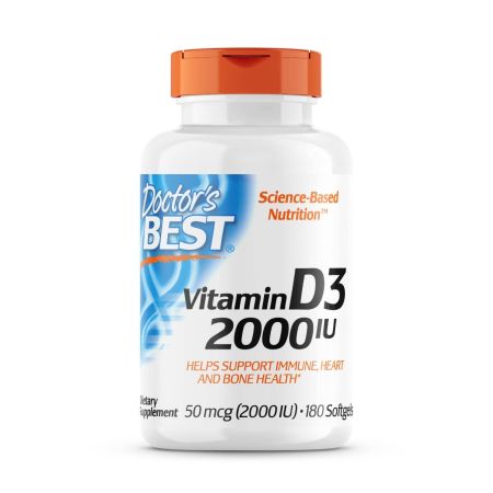 Doctor's Best Vitamin D3 50mcg (2,000 IU), 180 Softgels