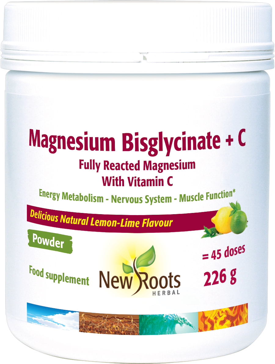 New Roots Herbal Magnesium Bisglycinate + C, 226gr Revital