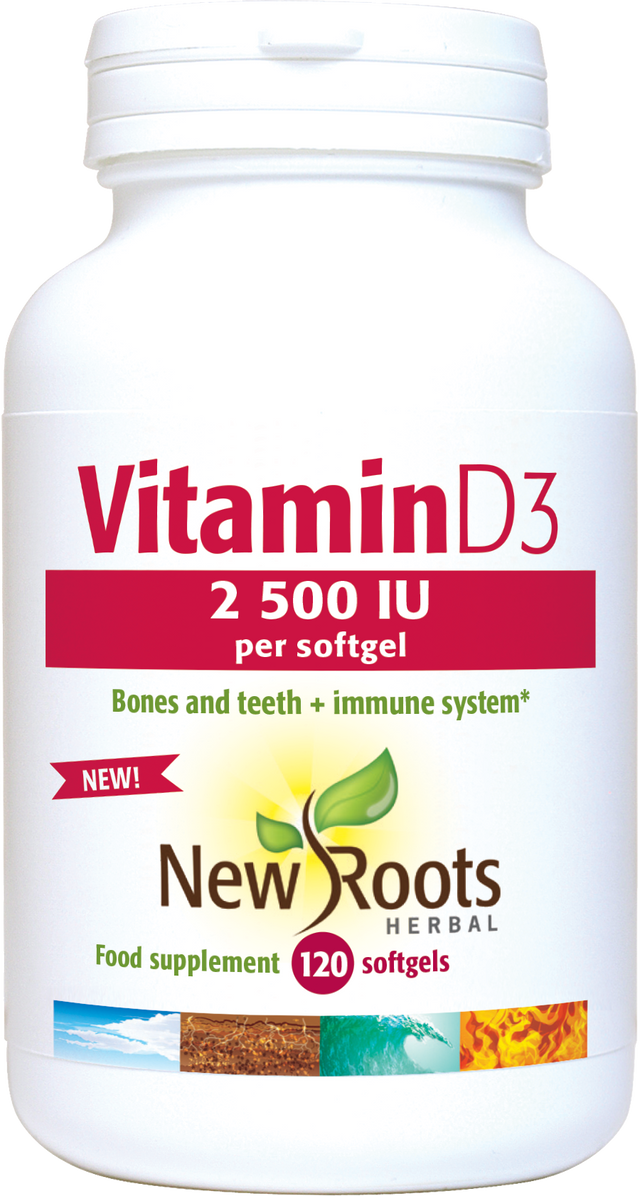 New Roots Herbal Vitamin D3 2500iu, 120 Softgels