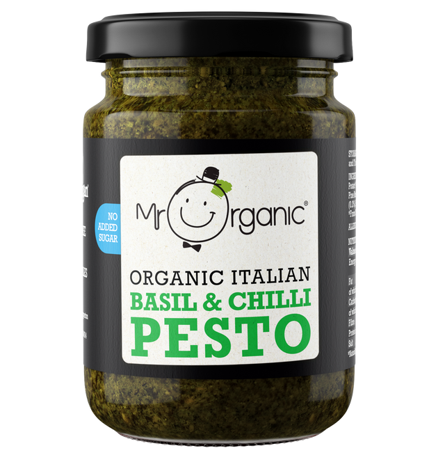 Mr Organic No Added Sugar Basil & Chilli Pesto,  130gr