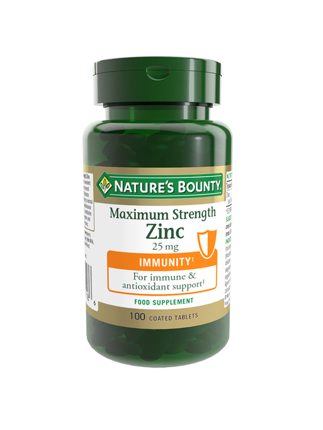 Nature's Bounty Maximum Strength Zinc 25 mg Tablets, 100 Tablets