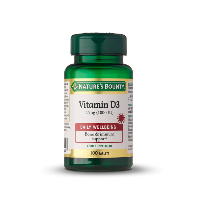 Nature's Bounty Vitamin D3 25 µg (1000 IU), 100 Tablets
