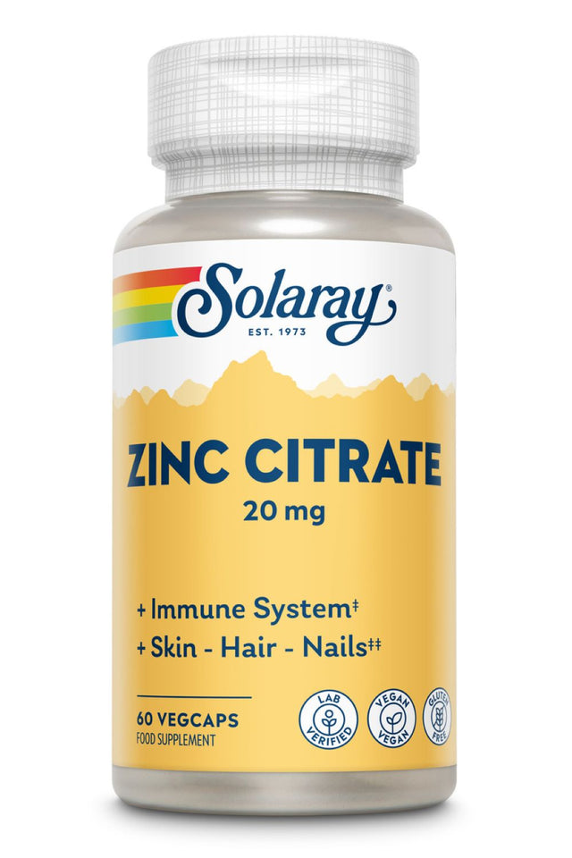 Solaray Zinc Citrate 20mg, 60 VCapsules