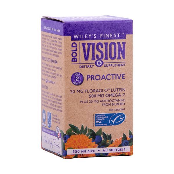 Wiley's Finest Bold Vision: Proactive (20mg Lutein, 500mg Omega 7), 60 Capsules