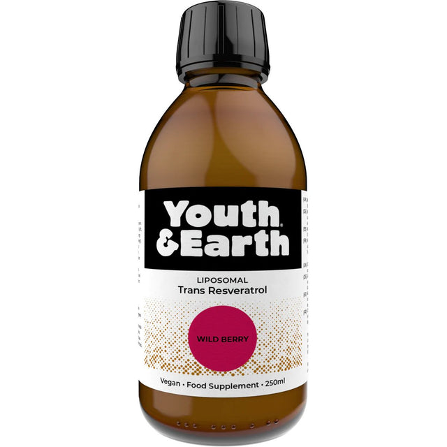 Youth & Earth Liposomal Resveratrol 200mg-WIld Berry, 250ml