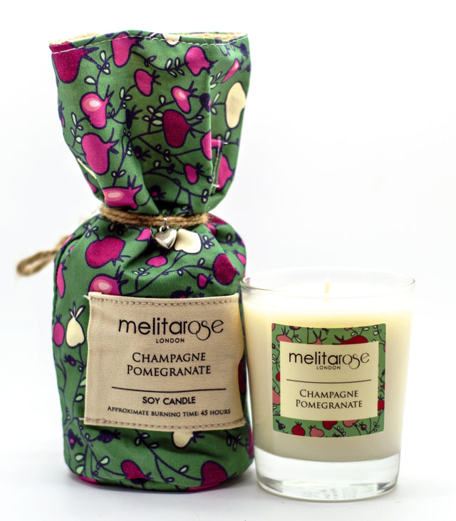 MelitaRose Champagne Pomegranate Soy Candle Jar, 190gr