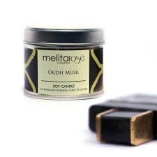 MelitaRose Oudh Musk Soy Candle Tin, 160gr