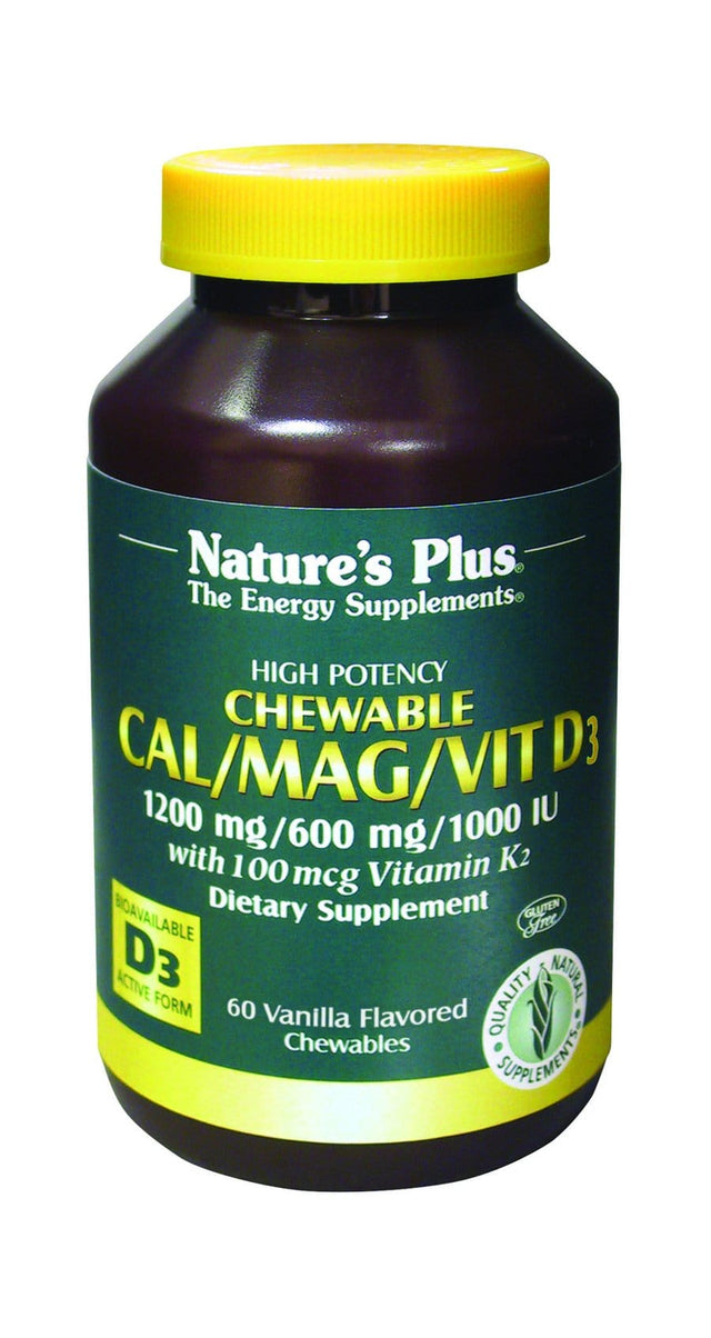 Nature's Plus Cal/Mag/Vit D3 and Vitamin K2, Vanilla, 60 Tablets