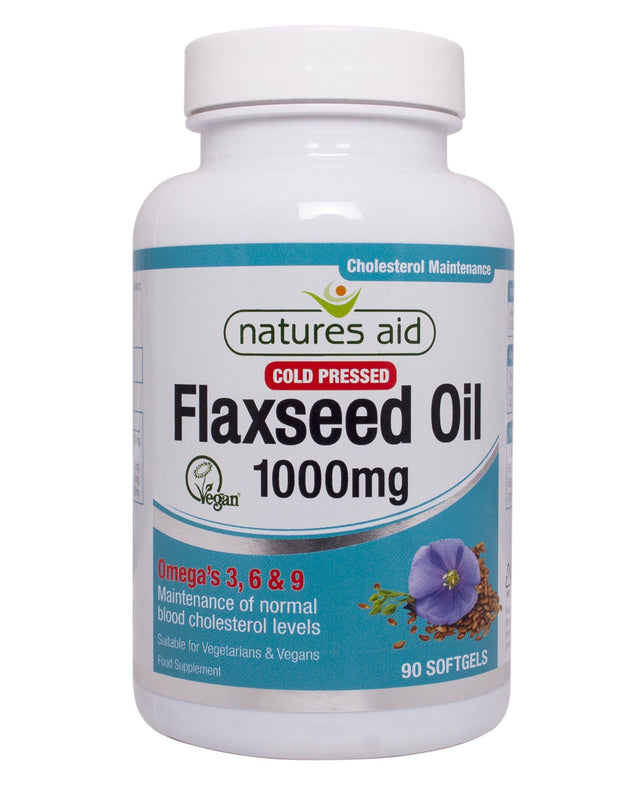 Natures Aid Flaxseed Oil, 1000mg, 90 Capsules