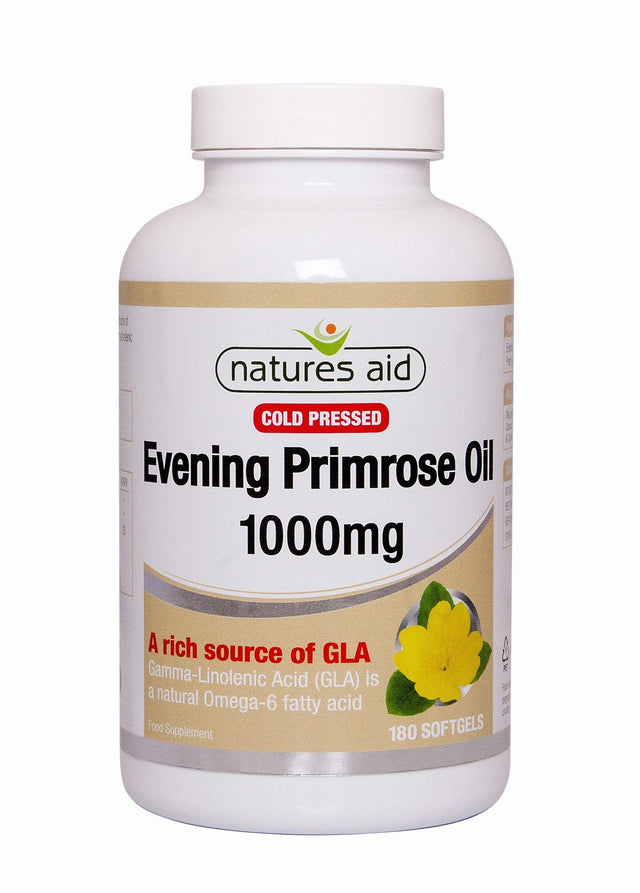Natures Aid Evening Primrose Oil 1000mg Cold Pressed, 180 Capsules
