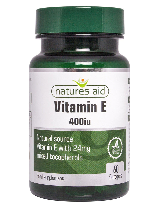 Natures Aid Vitamin E 400iu Natural Form, 60 Capsules