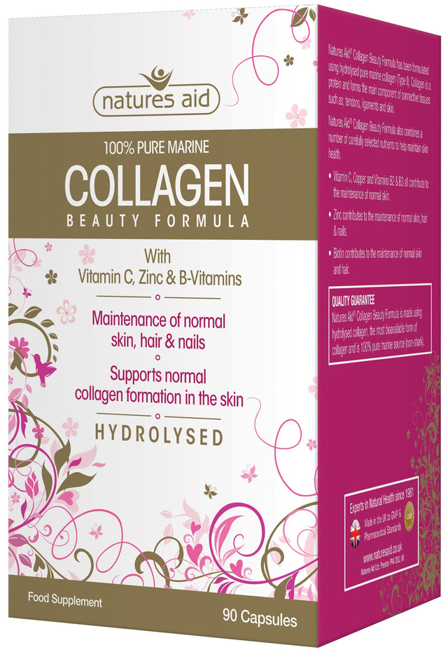 Natures Aid Collagen Beauty Formula with Vitamin C, Zinc & B-Vitamins, 90 Capsules