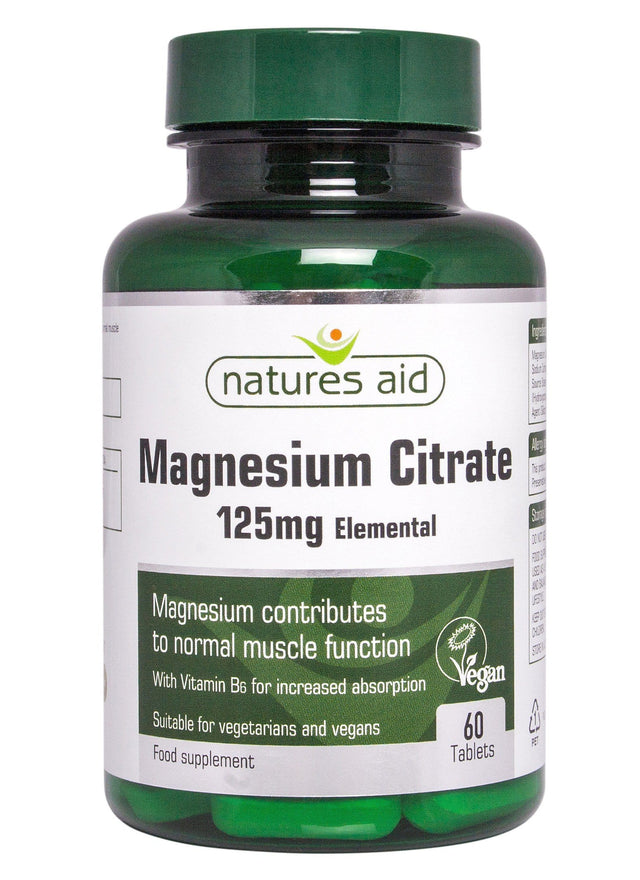 Natures Aid Magnesium 125mg Citrate, 60 Tablets