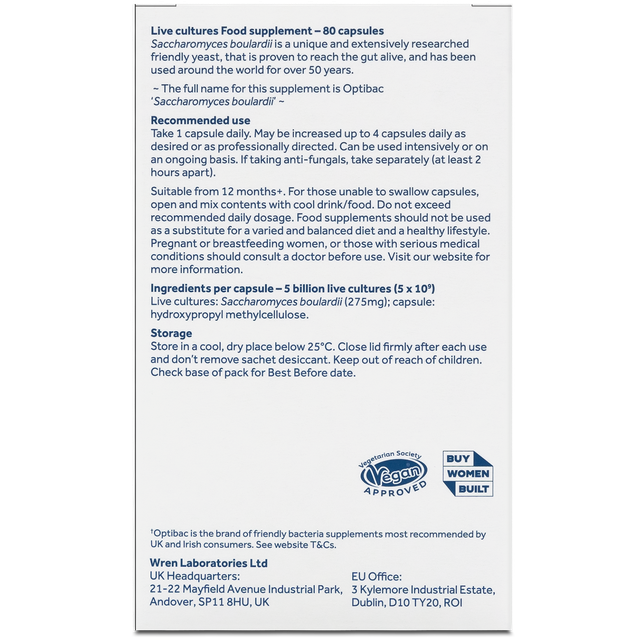 Optibac Probiotics S.Boulardii, 80 Capsules