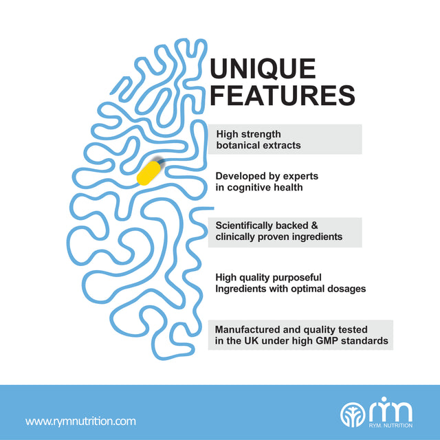 RYM Nutrition Brain Formula - Refresh & Energise , 60 Capsules