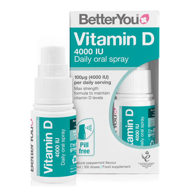 BetterYou Vitamin D 4000iu Daily Oral Spray, 15ml