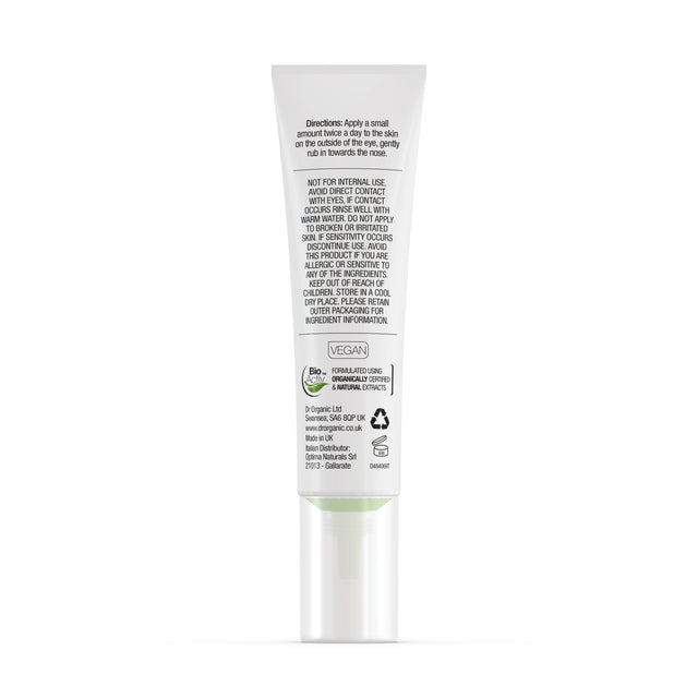 Ingredients list highlighting organic hemp seed oil, green tea extract, and other bioactive components in the serum