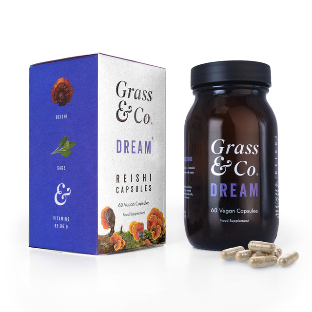 Grass & Co. DREAM Reishi Mushrooms with Magnesium + Chasteberry,  60 Vegan Capsules