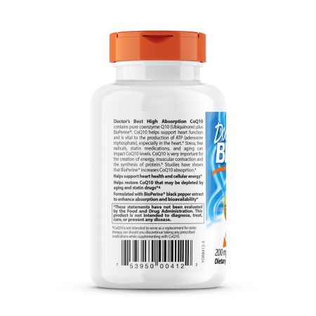 Doctor's Best High Absorption CoQ10 with BioPerine 200mg, 60 VSoftgels