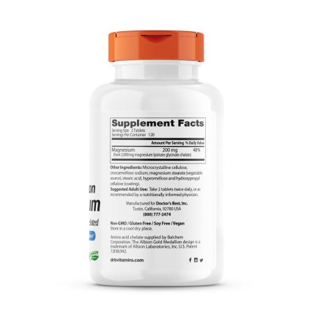 Close-up of the 240 tablets in a clear container with the label visible, highlighting the magnesium supplement