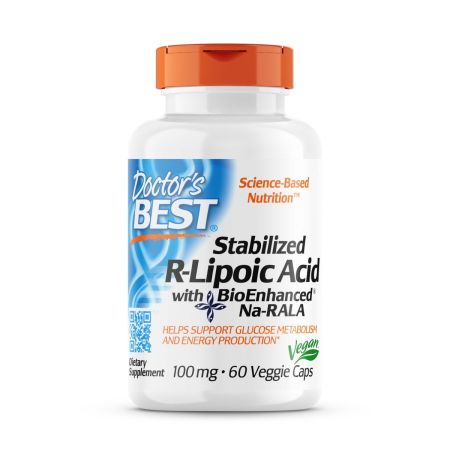 Doctor's Best Stabilized R-Lipoic Acid with BioEnhanced Na-RALA 100mg,  60 VCapsules
