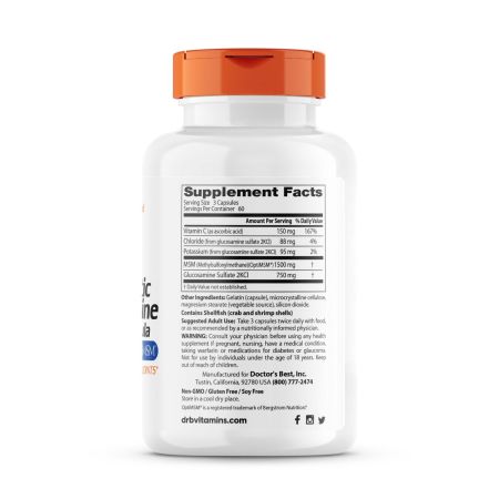 Doctor's Best Synergistic Glucosamine MSM Formula with OptiMSM, 180 Capsules