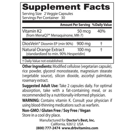 Doctor's Best Vein Support with DiosVein and MenaQ7,  60 VCapsules