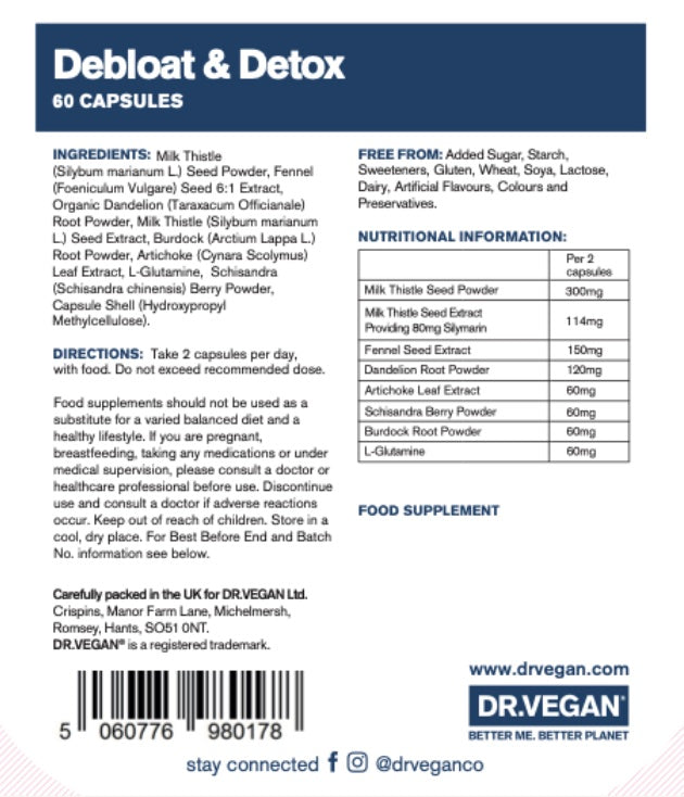 Dr Vegan Debloat & Detox,  60 Capsules
