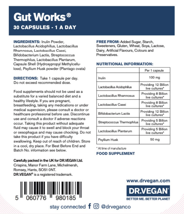 Dr Vegan Gut Works,  30 Capsules