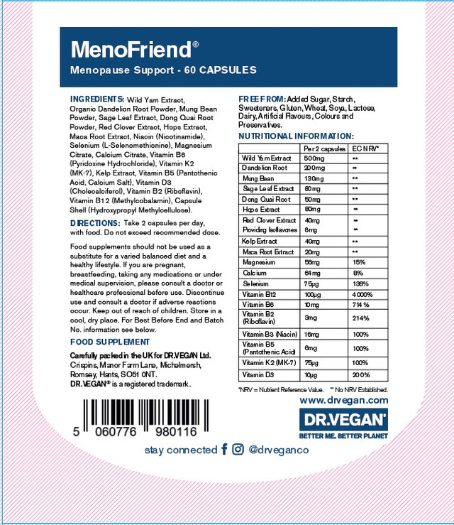 Dr Vegan MenoFriend,  60 Capsules