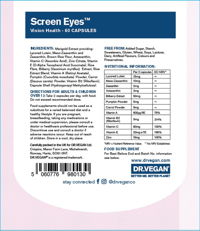 Dr Vegan Screen Eyes,  60 Capsules