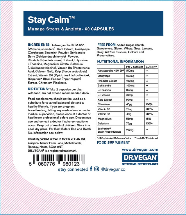 Dr Vegan Stay Calm,  60 Capsules
