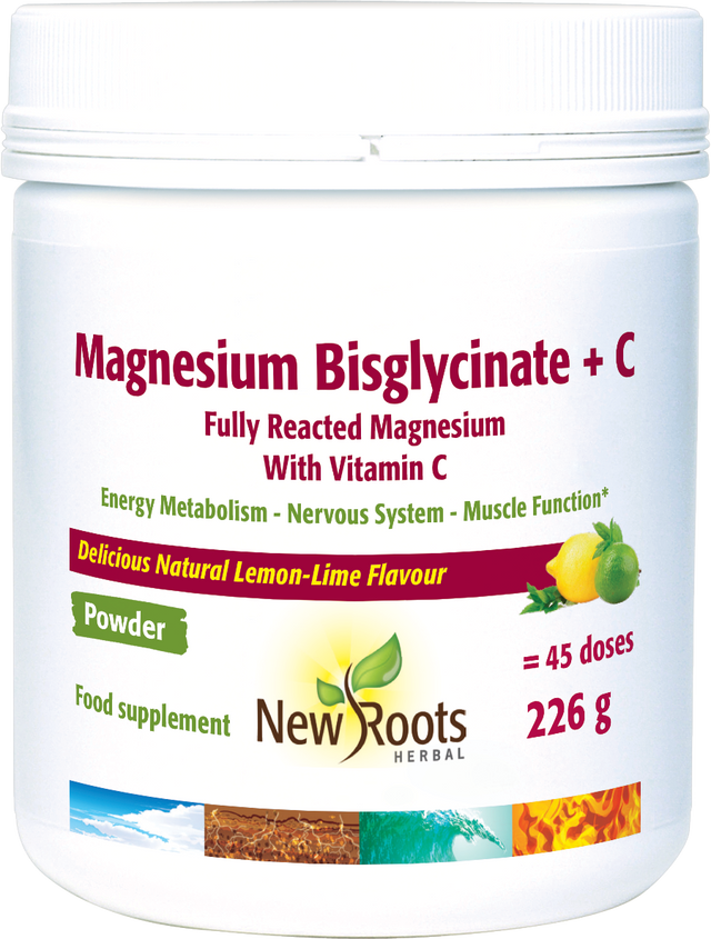 New Roots Herbal Magnesium Bisglycinate + C,  226gr