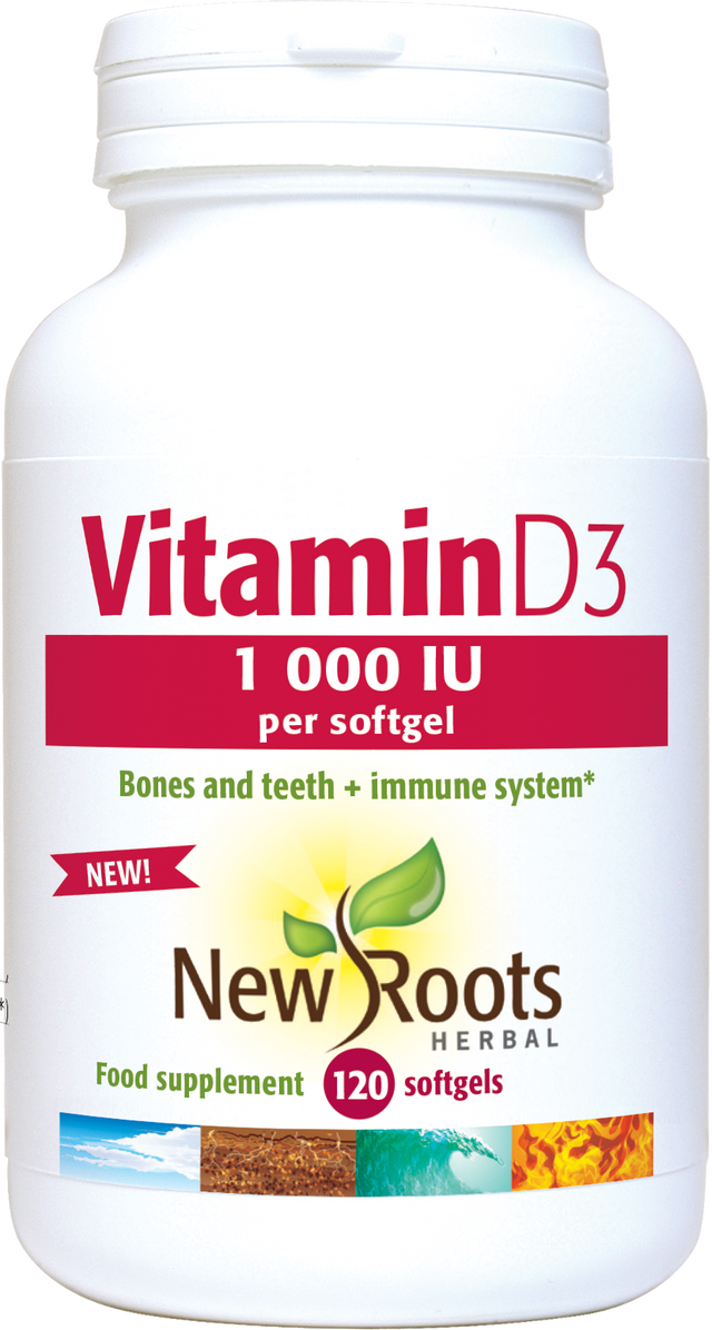 New Roots Herbal Vitamin D3 1000iu, 120 Softgels