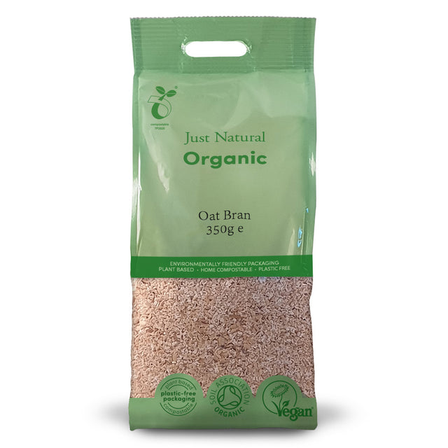 Organic oat bran product by Just Natural, 350g, made from carefully selected, high-quality ingredients in certified, hygienic packaging