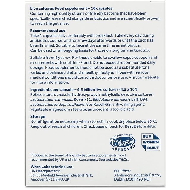 Optibac Probiotics Those on Antibiotics, 10 Capsules