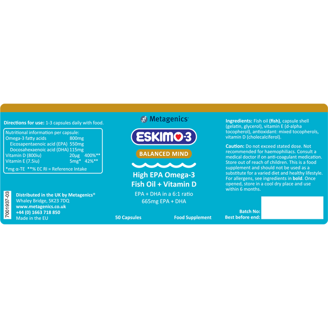 Metagenics Eskimo Balanced Mind 50 Capsules