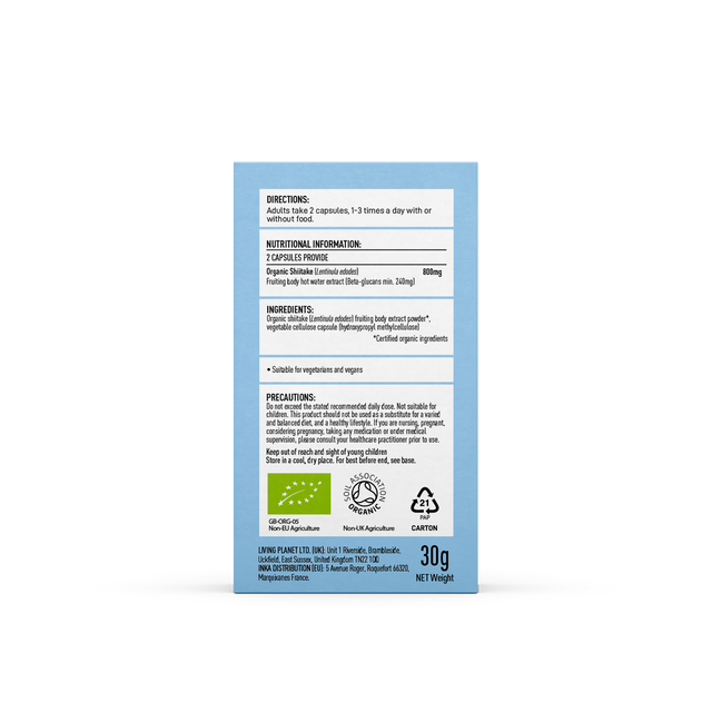Mushrooms For Life Organic Shiitake Pure Grade Extract Capsules, 60 Capsules