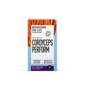 Premium Organic Cordyceps Perform Capsules showcasing the product's packaging and capsules in a natural setting