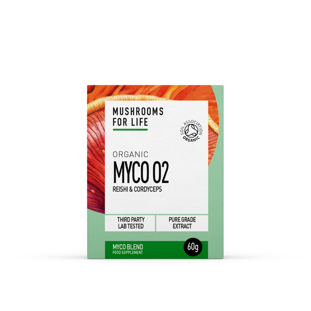 Rich organic mushroom powder featuring Reishi and Cordyceps, cultivated in natural, traditional Chinese environments