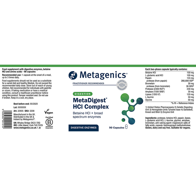Metagenics MetaDigest HCl Complex, 90 Capsules