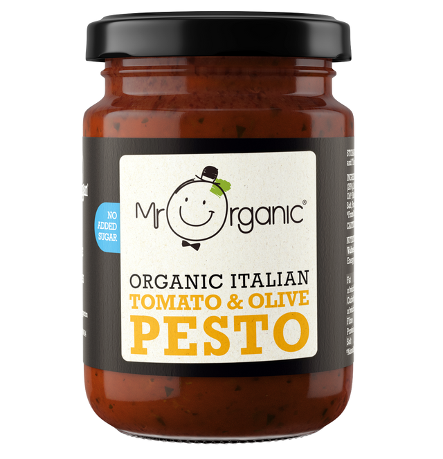Mr Organic No Added Sugar Tomato & Olive Pesto, 130gr