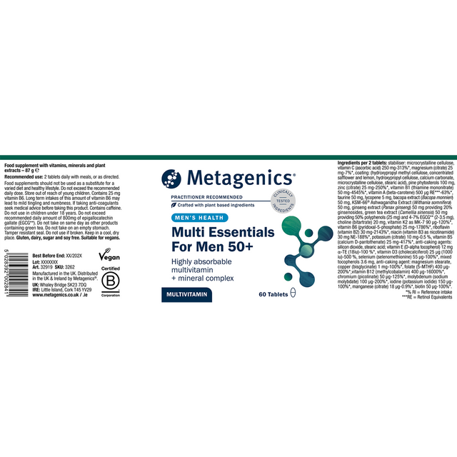 Metagenics Multi Essentials For Men 50+, 60 Tablets