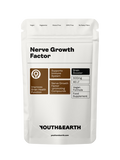 A bottle of Youth & Earth Nerve Growth Factor 500mg capsules featuring detailed label with ingredient list