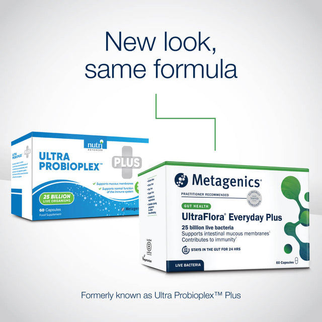 Metagenics UltraFlora Everyday Plus,  60 Capsules (Ultra Probioplex Plus)