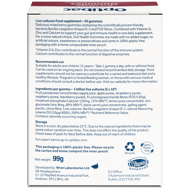 OptiBac Gut Health Gummies, 30 Gummies