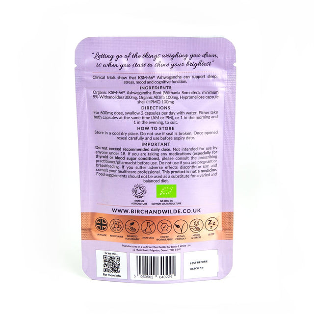 Birch & Wilde Ahwagandha KSM-66- Refill, 60 Capsules